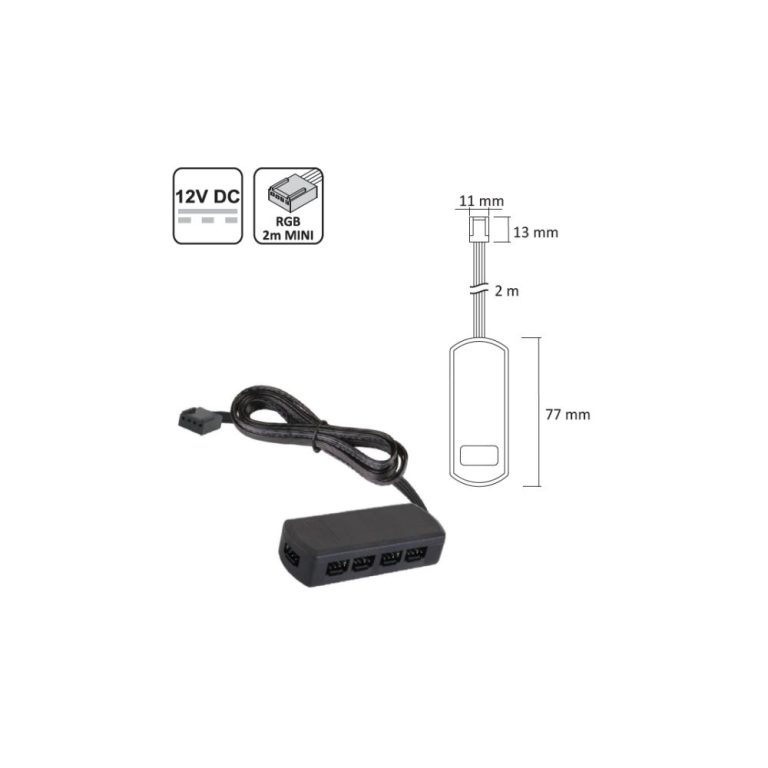 MINIDISTRIBUITOR RGB CU 9 IEȘIRI, CABLU DE 2 m ȘI MINIMUFĂ