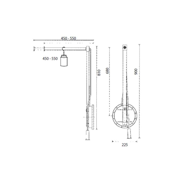 lift pentru haine capacitate 12kg montaj stanga sau dreapta schita tehnica